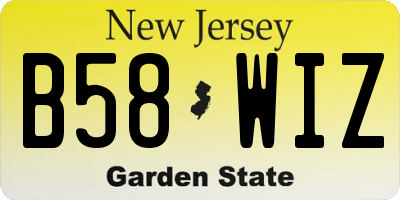NJ license plate B58WIZ