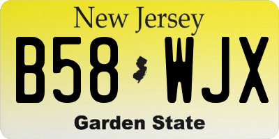 NJ license plate B58WJX