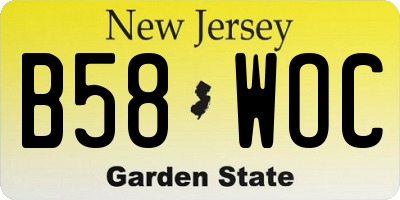 NJ license plate B58WOC