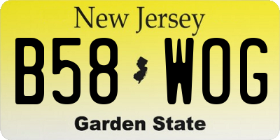 NJ license plate B58WOG