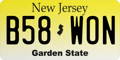 NJ license plate B58WON