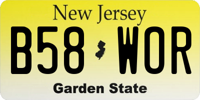 NJ license plate B58WOR