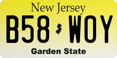 NJ license plate B58WOY