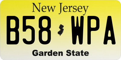 NJ license plate B58WPA