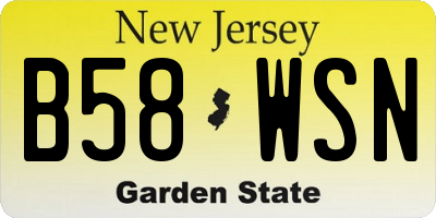 NJ license plate B58WSN