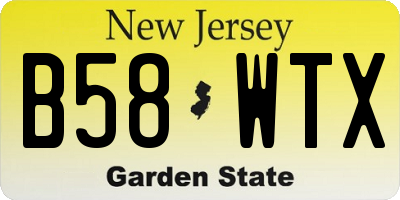 NJ license plate B58WTX