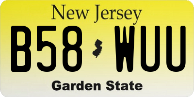 NJ license plate B58WUU