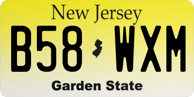 NJ license plate B58WXM