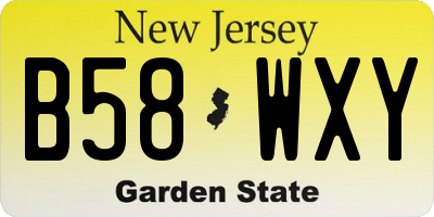 NJ license plate B58WXY
