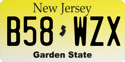 NJ license plate B58WZX
