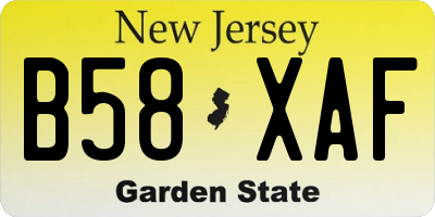 NJ license plate B58XAF