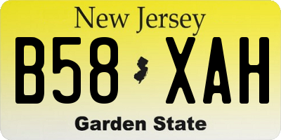 NJ license plate B58XAH