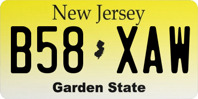 NJ license plate B58XAW