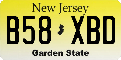 NJ license plate B58XBD
