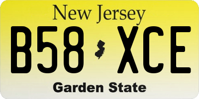 NJ license plate B58XCE