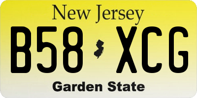 NJ license plate B58XCG