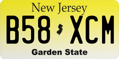 NJ license plate B58XCM
