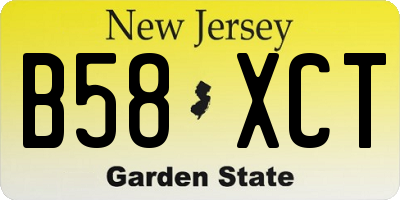 NJ license plate B58XCT