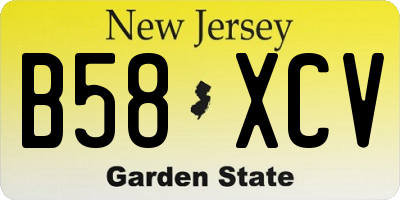 NJ license plate B58XCV