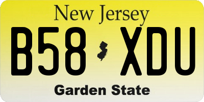 NJ license plate B58XDU