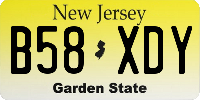 NJ license plate B58XDY