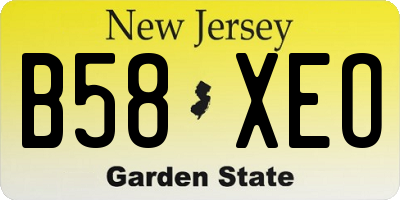 NJ license plate B58XEO