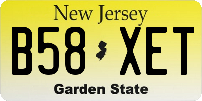 NJ license plate B58XET