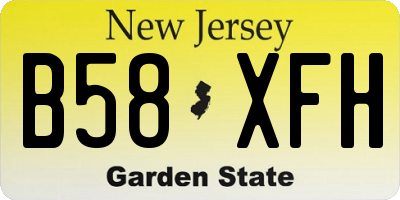 NJ license plate B58XFH