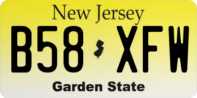 NJ license plate B58XFW