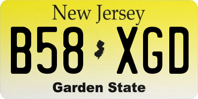 NJ license plate B58XGD