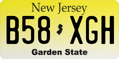 NJ license plate B58XGH