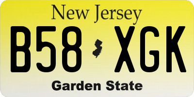 NJ license plate B58XGK
