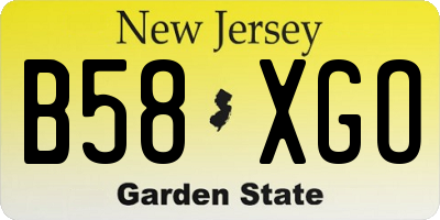 NJ license plate B58XGO