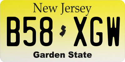 NJ license plate B58XGW