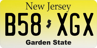 NJ license plate B58XGX