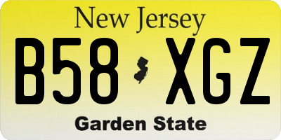 NJ license plate B58XGZ