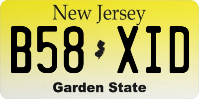 NJ license plate B58XID