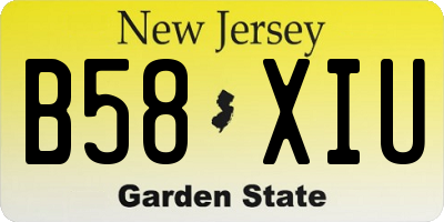 NJ license plate B58XIU
