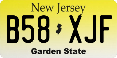 NJ license plate B58XJF