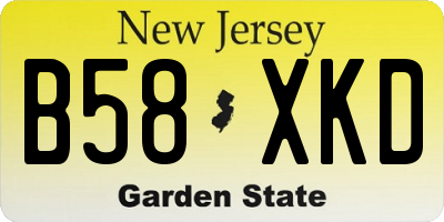 NJ license plate B58XKD