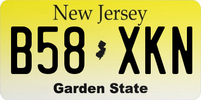 NJ license plate B58XKN