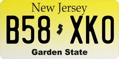 NJ license plate B58XKO