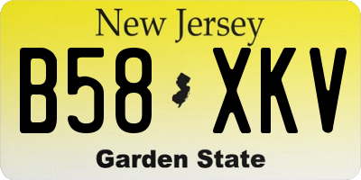 NJ license plate B58XKV