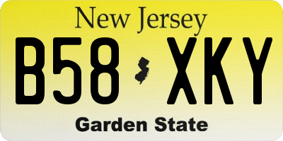 NJ license plate B58XKY