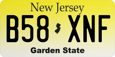 NJ license plate B58XNF