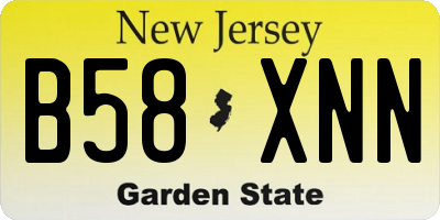 NJ license plate B58XNN