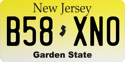 NJ license plate B58XNO