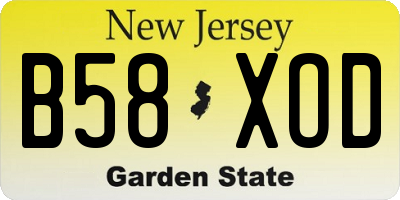 NJ license plate B58XOD