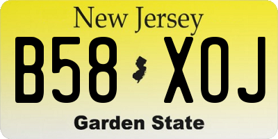 NJ license plate B58XOJ