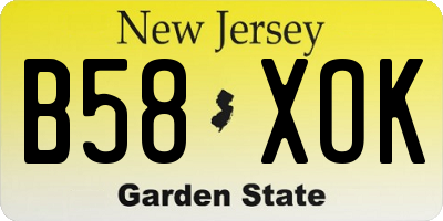NJ license plate B58XOK